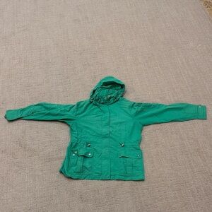 Lands' End Women's Bright Green Hooded Rain Jacket